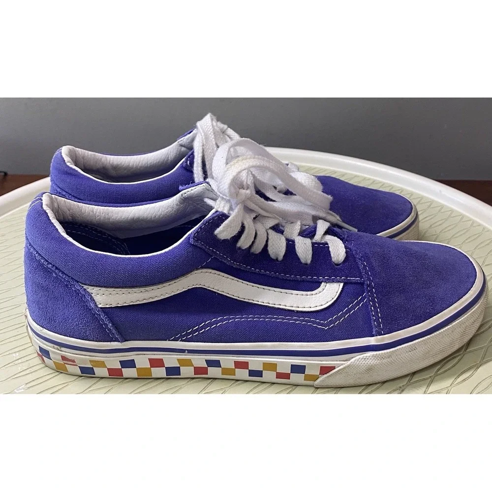 VANS Juniors Or Women Old School Blue Skateboard Sneaker Low Top Shoe J=6.5 W=8